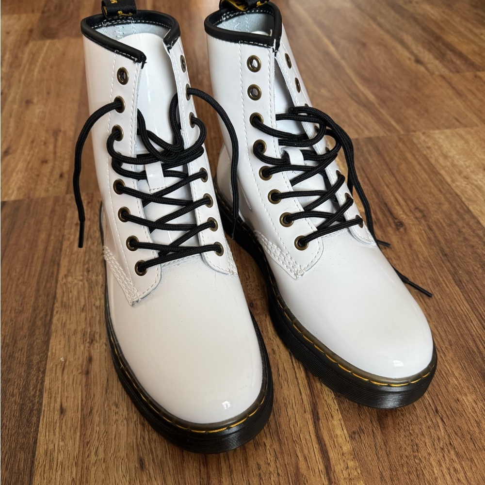 Dr. Martens White Patent Leather Boots
